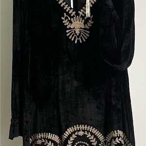 Uncle Frank Black Velvet with Beige Embroidery